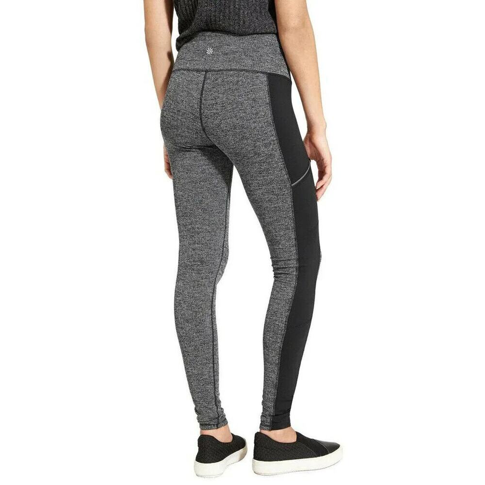 Athleta Metro Drifter Luxe Herringbone Leggings SIZE S Gray Black Stretch